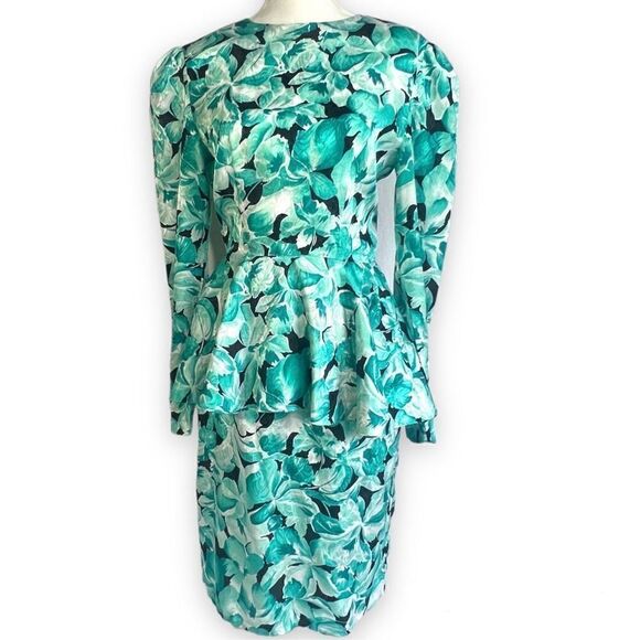 Vintage Handmade long sleeve peplum pencil dress - Picture 1 of 3